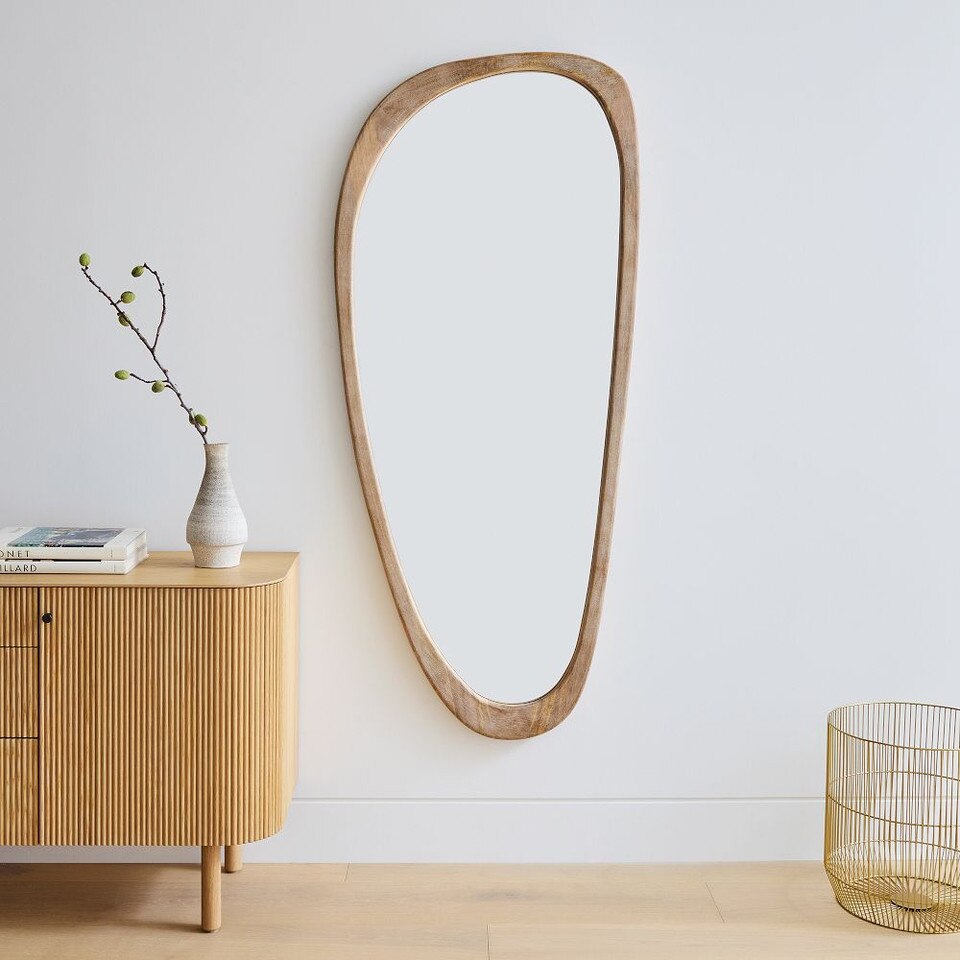 MidCentury Asymmetrical Wood Floor Mirror West Elm UK